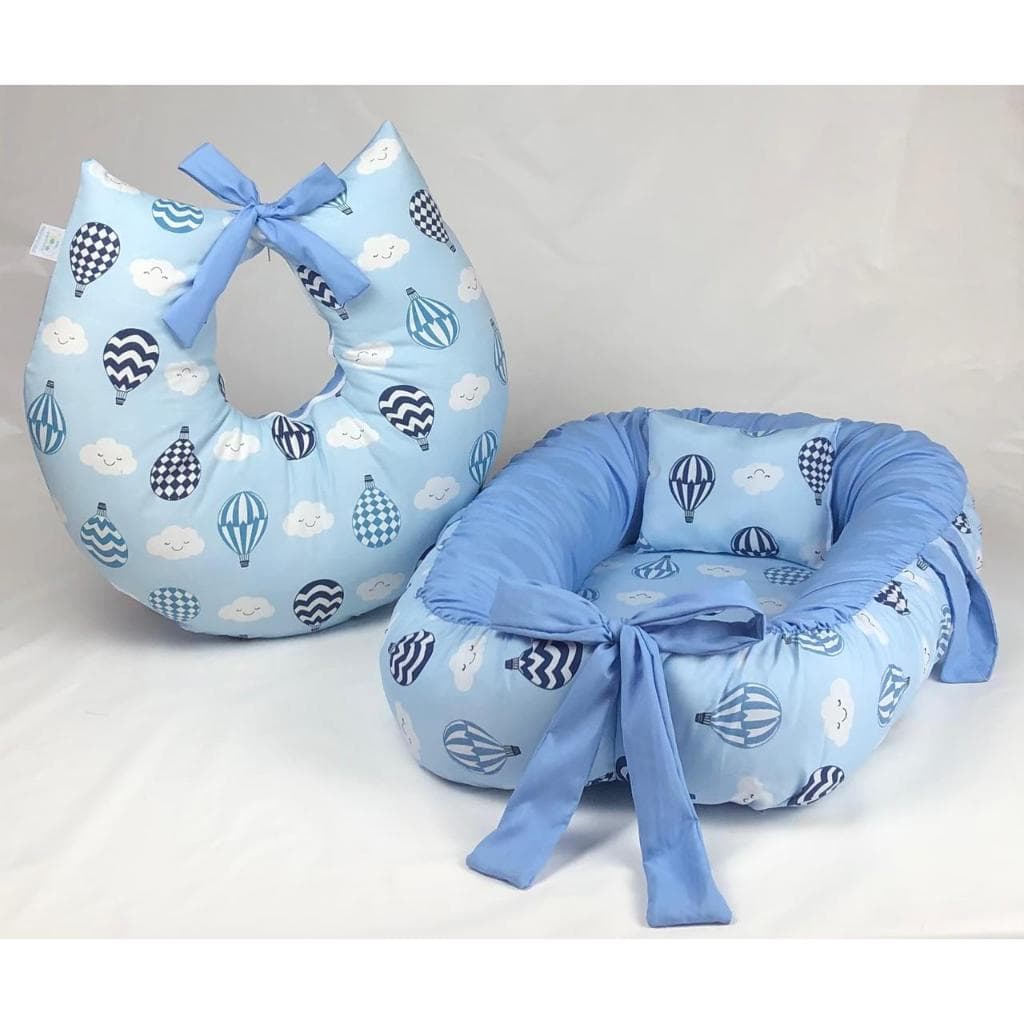 Kit Ninho Redutor de Berço + Almofada de Amamentação com Zíper e Enchimento Macio 2 em 1 estampas