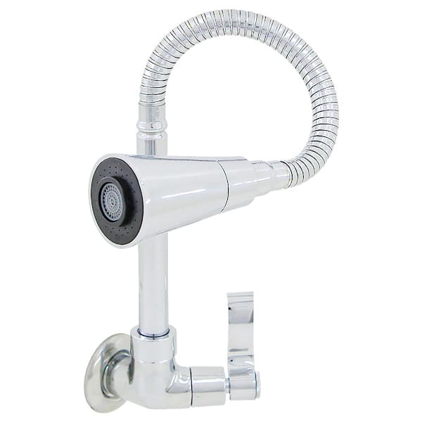 Torneira Cozinha Gourmet PAREDE Tubo Flexível Cone Inox DUPLO JATO LUXO