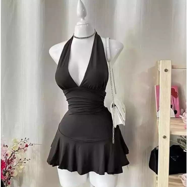 Vestido Decote Em V Com Babado Super Confortável Suplex Premium ( ELAINE )