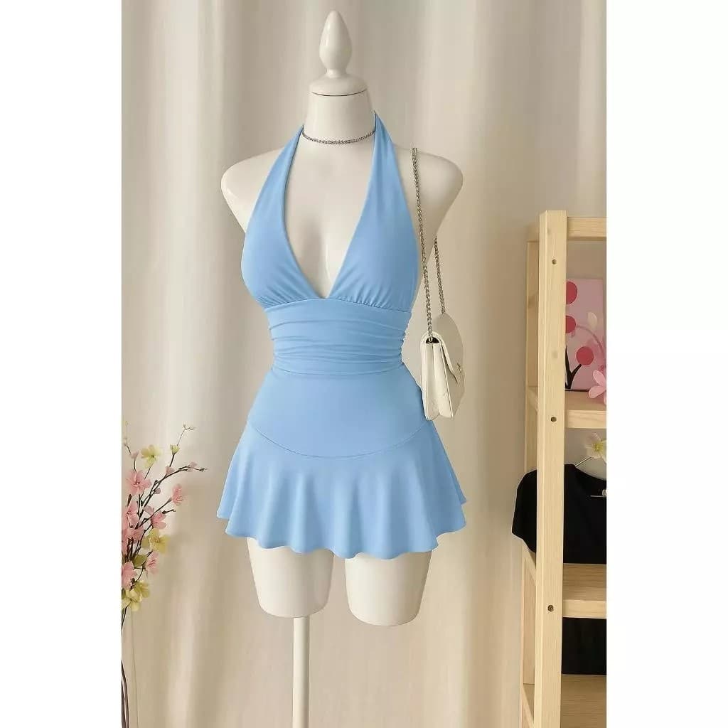Vestido Miza Suplex Premium Com Gola Ajustável  De Babado ( ELAINE)