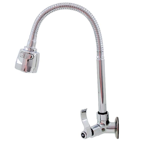 Torneira Gourmet Cozinha Parede METAL Tubo Flexível Duplo Jato Chuveirinho