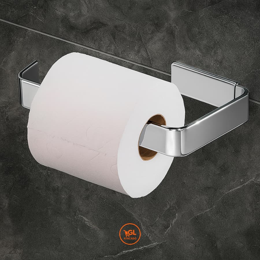 Papeleira Porta papel higiênico Quadrada Alumínio E Inox Polido
