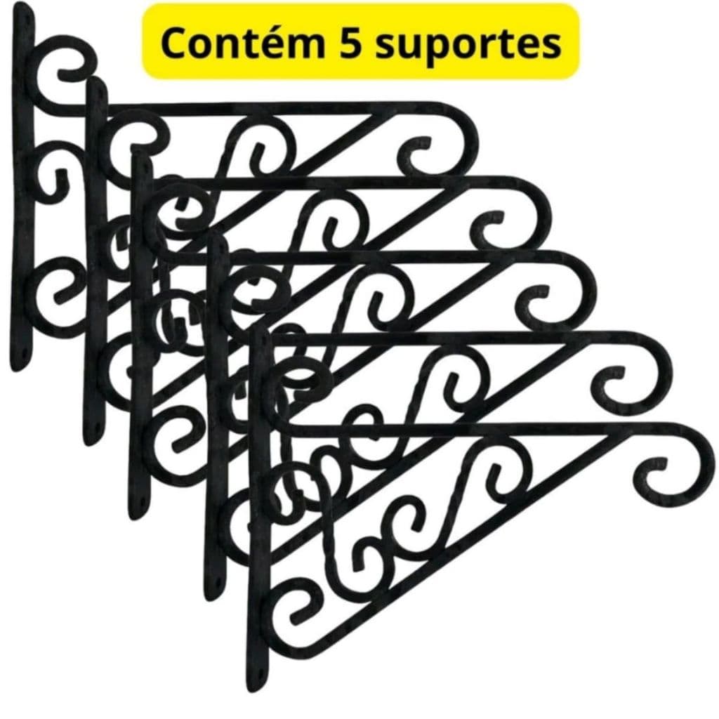 Kit 5 Suporte Pendentes Mão Francesa Grafite Para Vasos de Plantas até 10k Decorativo