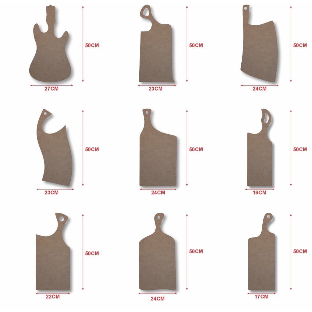 Moldes Tábua de carne, Gabarito para Tábua de corte MDF Cru 6mm. Do 01 ao 18