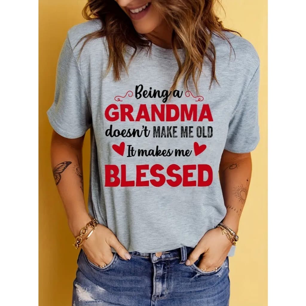 Camiseta Estampada T-Shirt Feminina Algodão Camisa Unissex Regular Grandma