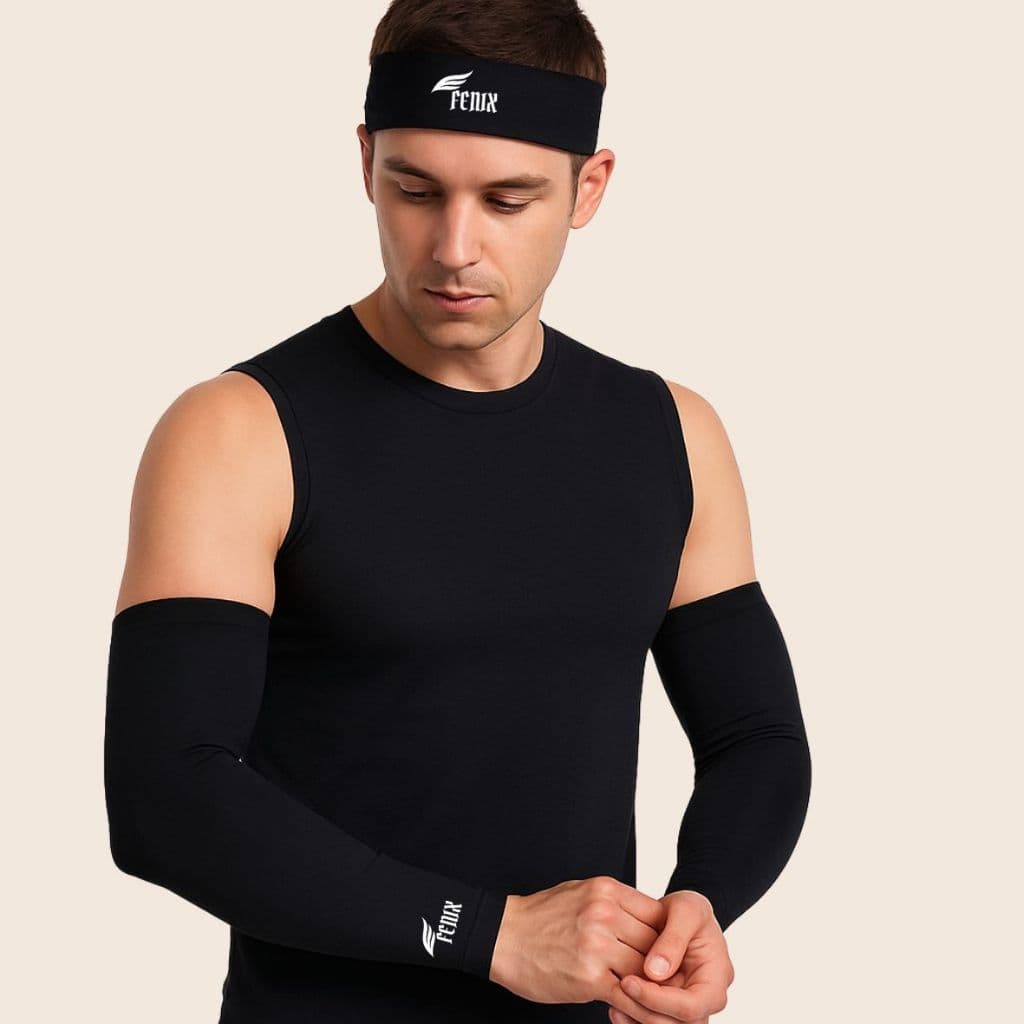 Kit Com Manguito Proteção Solar + Faixa De Esportes Testeira Envio em 24 hrs