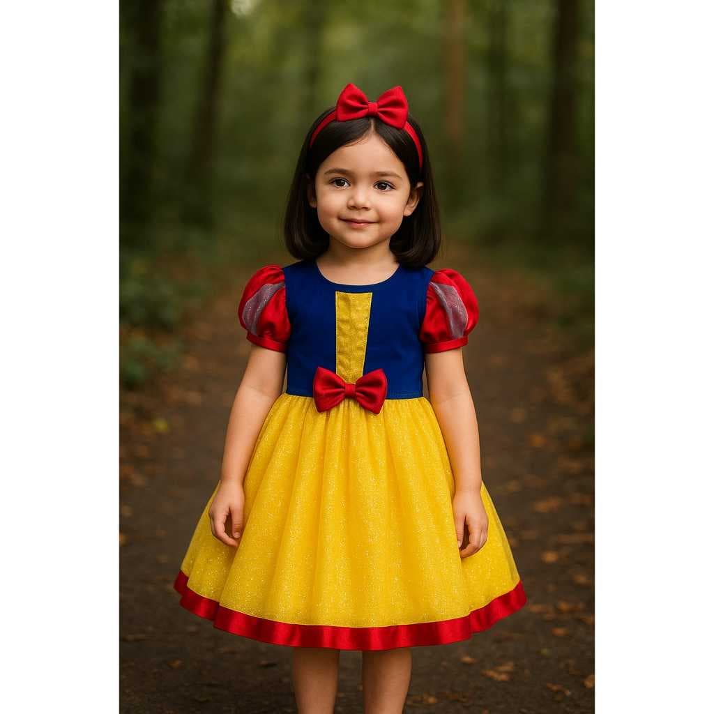 Fantasia Vestido Infantil com Capa BRANCA DE NEVE - Tam 2 ao 8