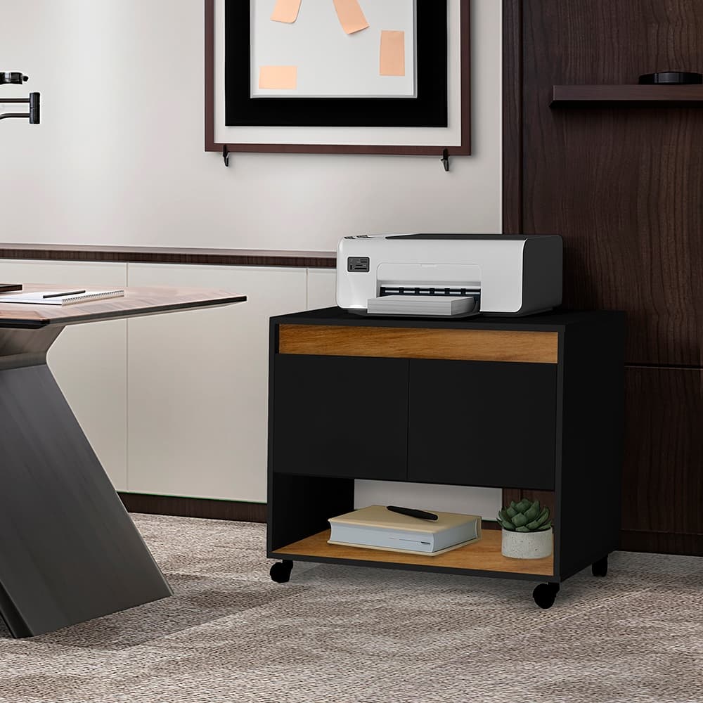 Armário Multiuso Suporte para Impressora com 2 portas e rodízios Zenith Cores