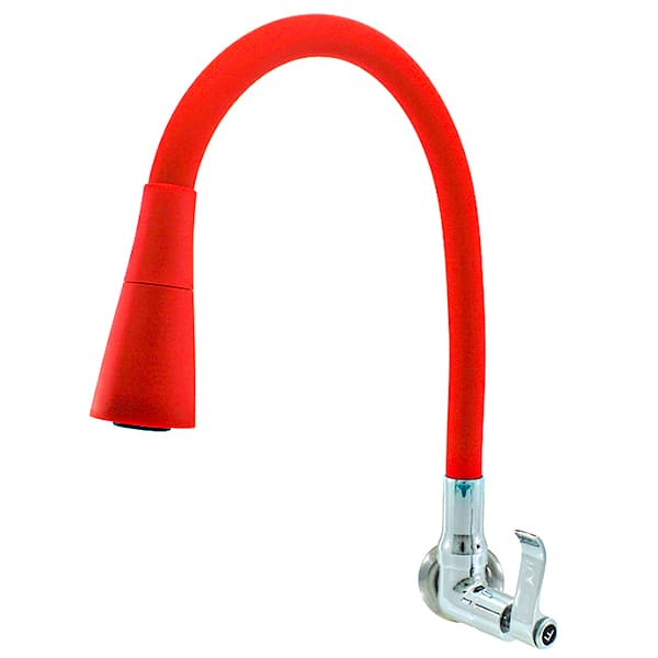 Torneira Cozinha Gourmet METAL PAREDE Tubo Cone Vermelha DUPLO JATO
