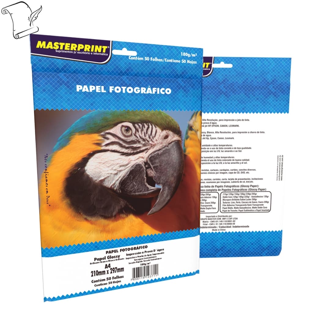 Papel Fotográfico A4 Masterprint Glossy 180g/m² – 50 Folhas