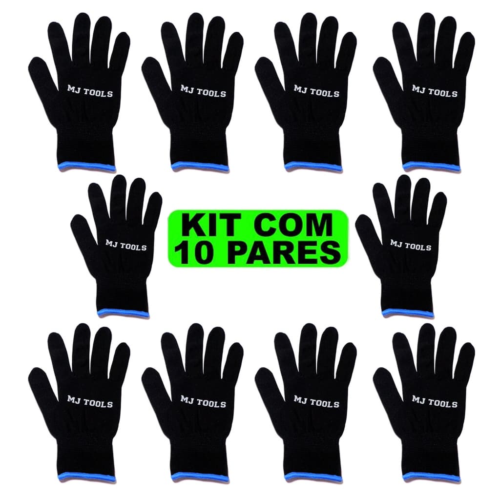10 pares de luva para adesivo envelopamento e insulfilme MJ Tools (kit atacado)