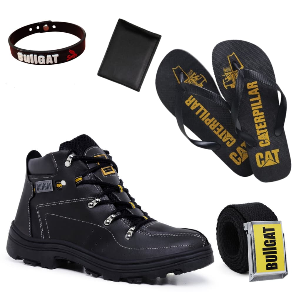 Bota Bullgat Masculino Couro Kit Completo Casual para passeios Confortavel Estiloso ir na Igreja