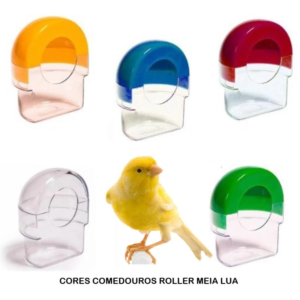 Kit 12 Comedouros Canário Roller Meia Lua Gaiola E Viveiro Ornamental