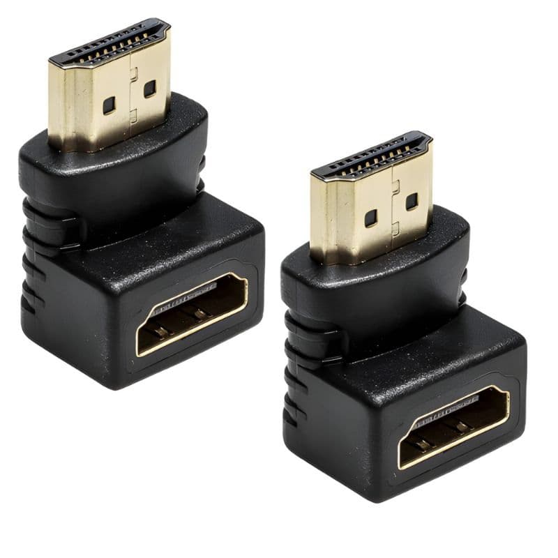 kit C/2 Adaptadores Curvo HDMI 90 Em L Macho Fêmea Tv Monitor Projetor