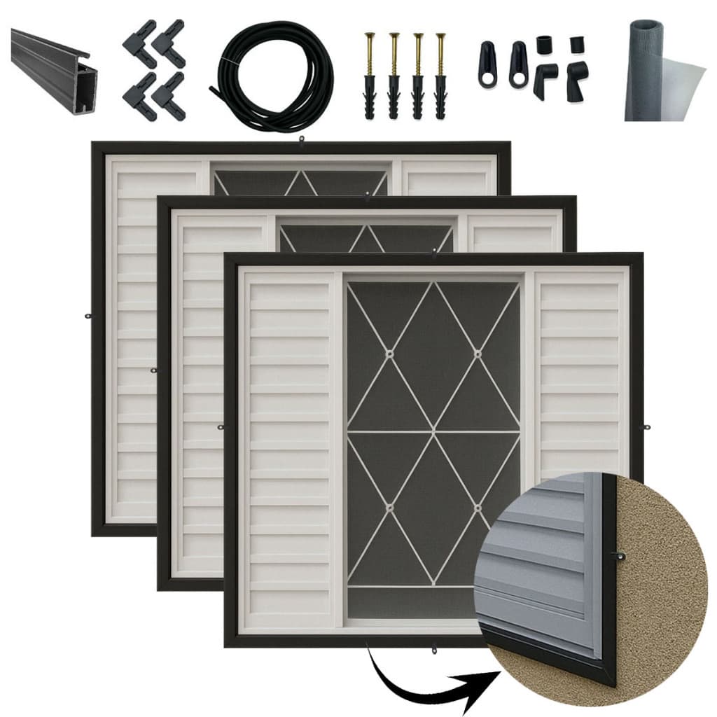Kit 3 Telas Mosquiteira Alumínio Preto 1,20x1,00m Removível Janela Anti Insetos
