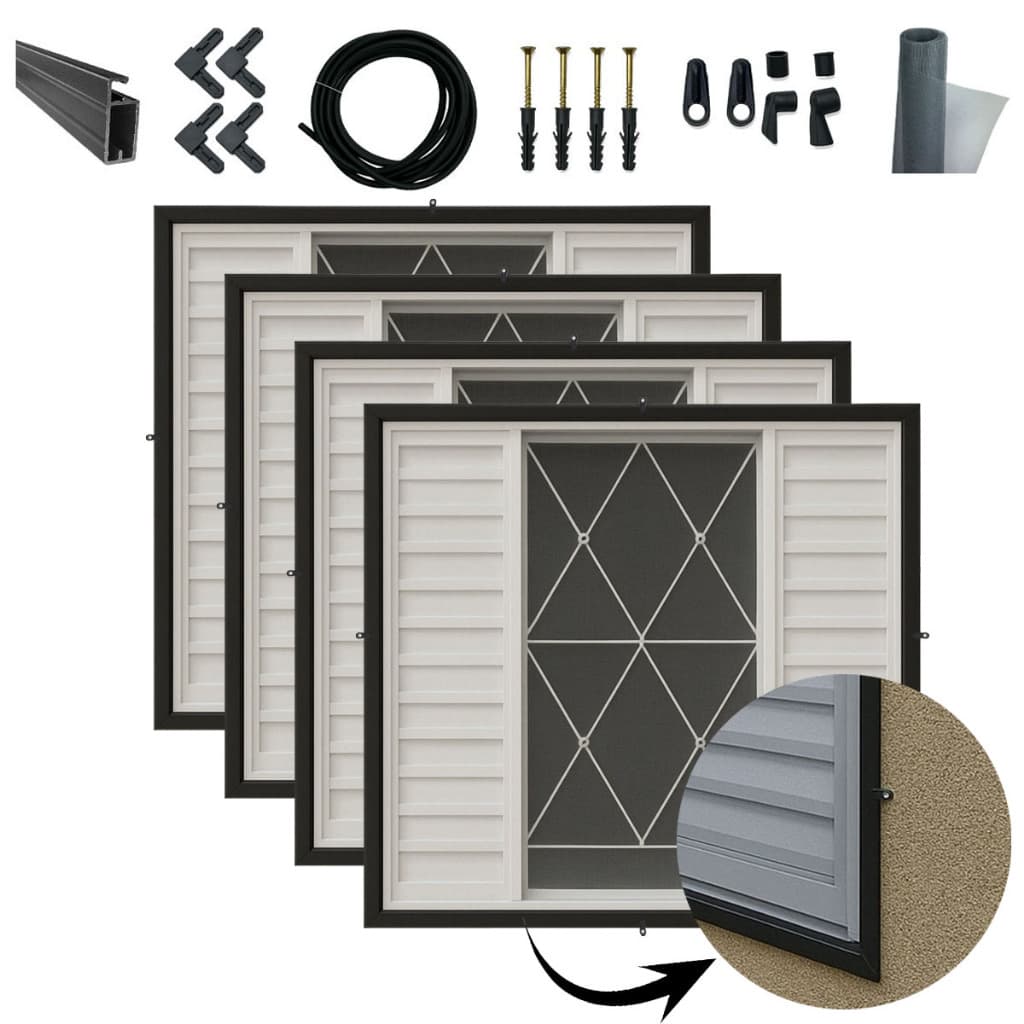 Kit 4 Telas Mosquiteira Alumínio Preto 1,20x1,00m Removível Para Janela Anti Insetos