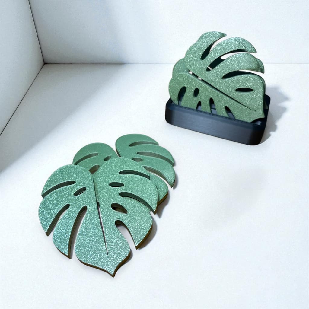 Porta-Copos Folhas em Impressão 3D – Kit com 4 unidades + base 🌿