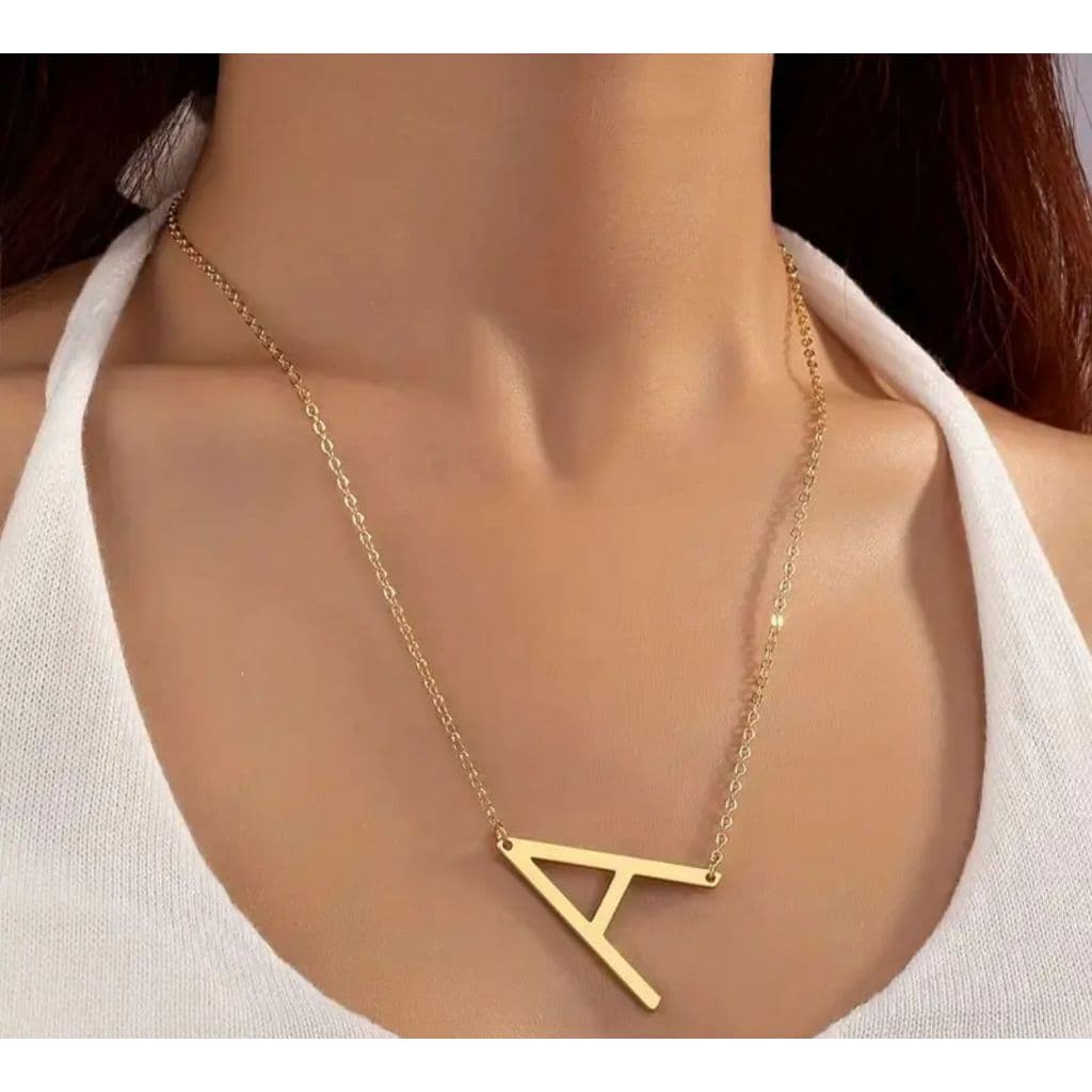 Colar Personalizado Letra Inicial Deitada – Banhado a Ouro 18k TODAS AS LETRAS A PRONTA ENTREGA