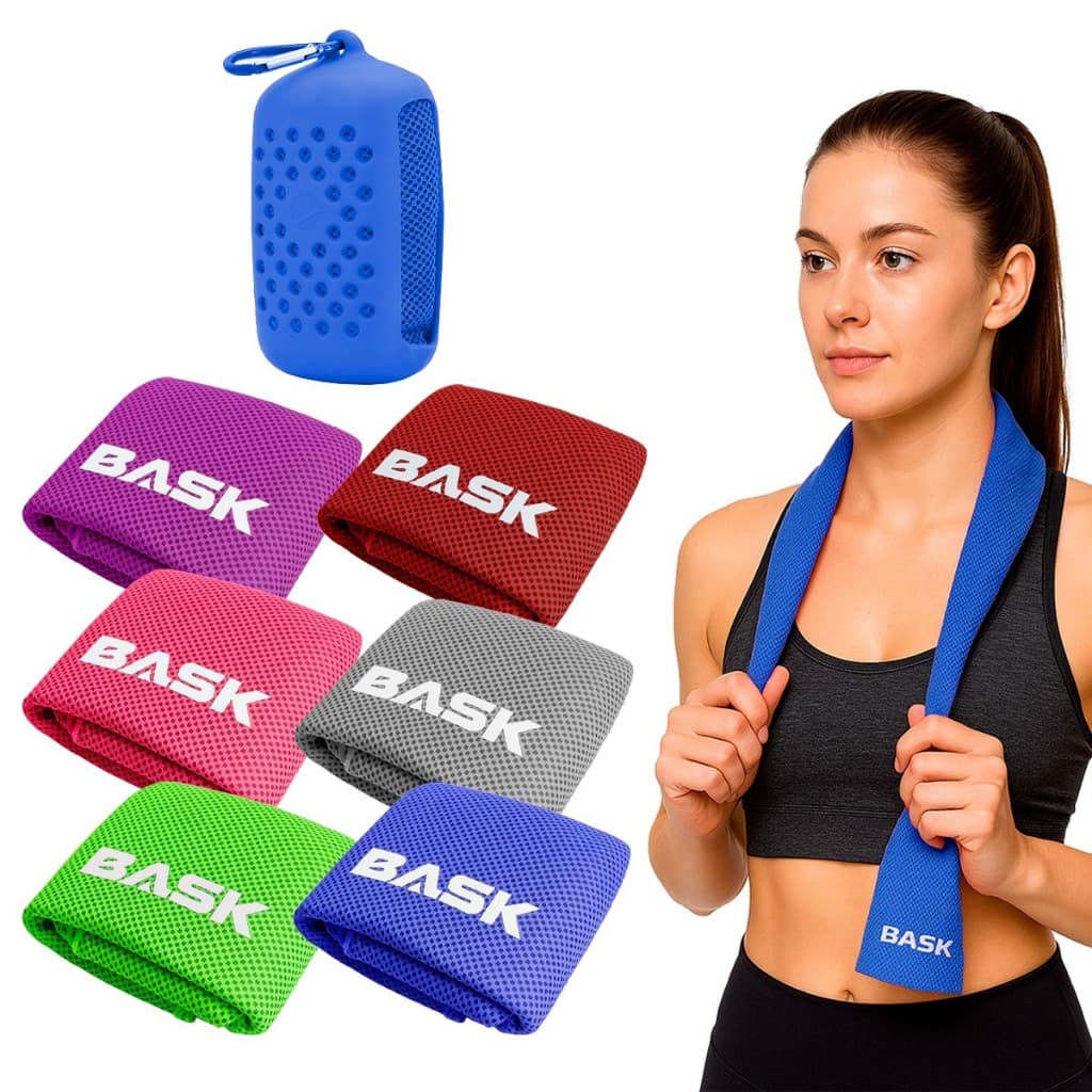 Toalha Refrescante Bask Esportiva 90x30cm Gelada Seca Rápido Academia Corrida Fitness Bolsa Transporte