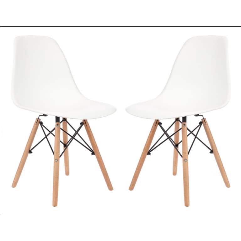 2 Cadeiras Charles Eames Eiffel Dsw Wood Branca