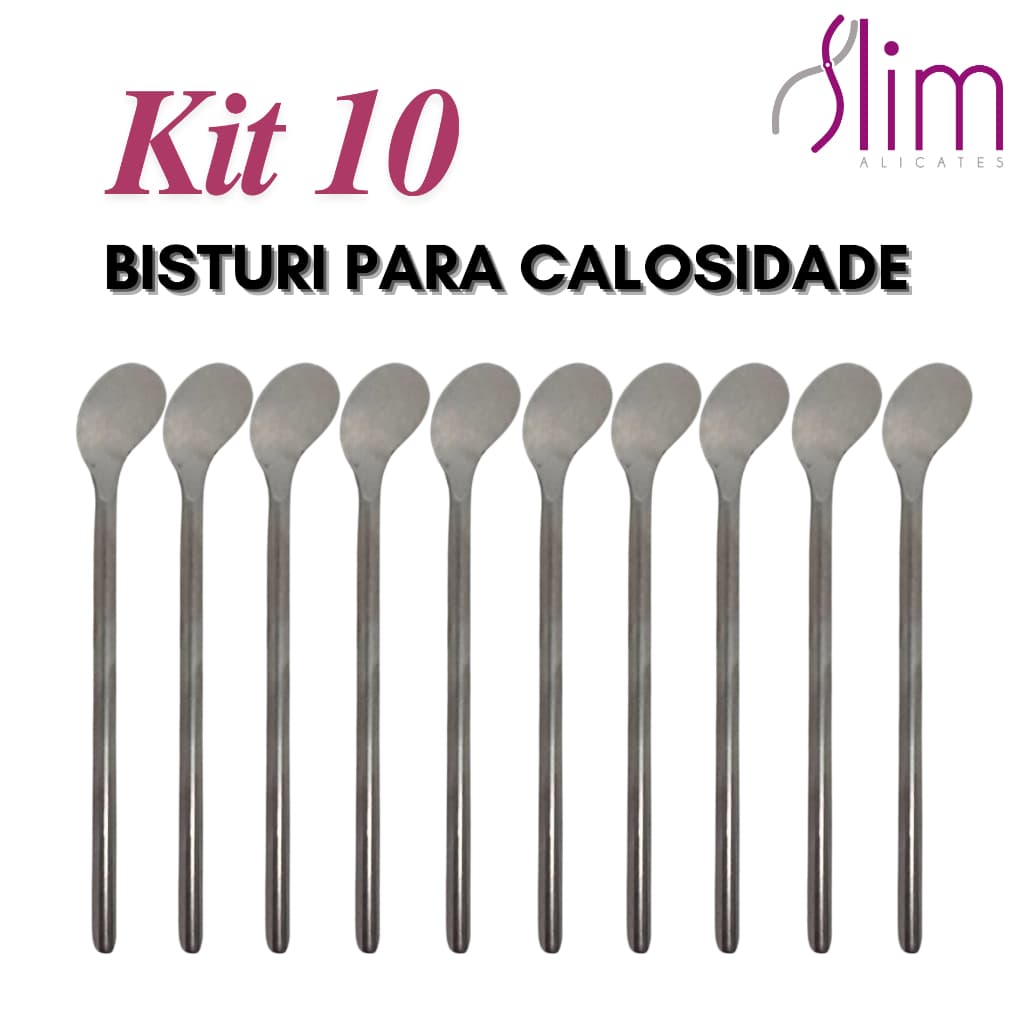 Kit com 10 Espátula de Aço inoxidável para Calosidade 222