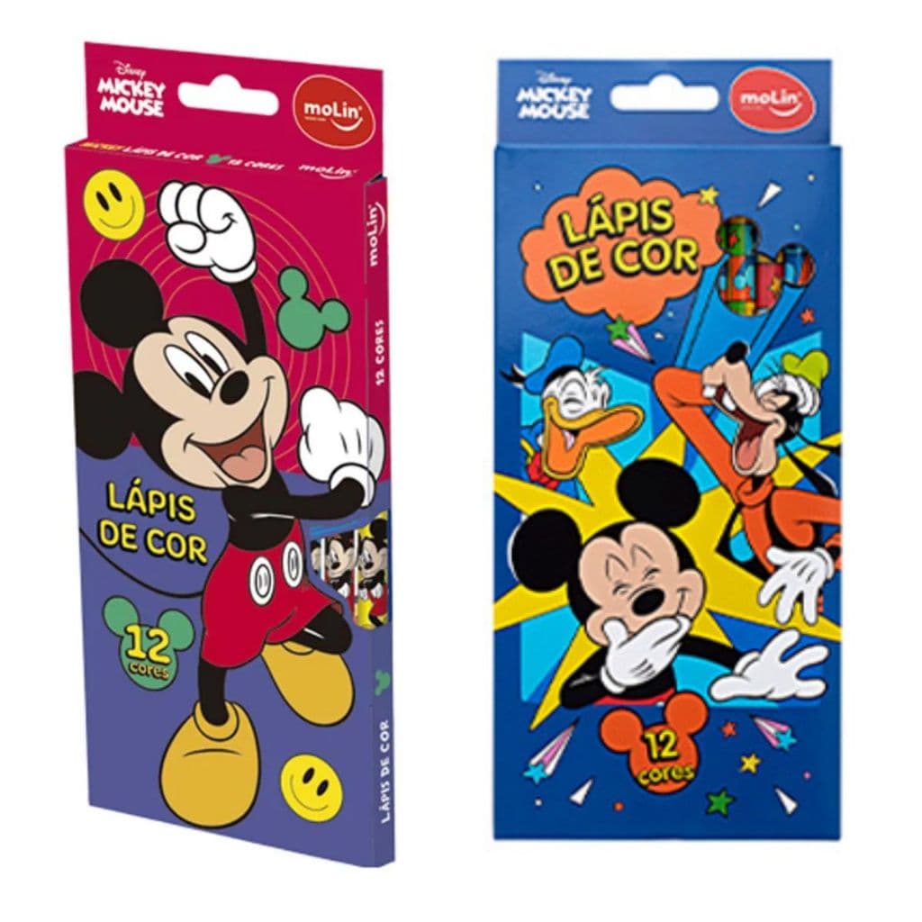 Lápis de Cor Mickey Mouse 12 Cores Molin – Criatividade com Magia Disney