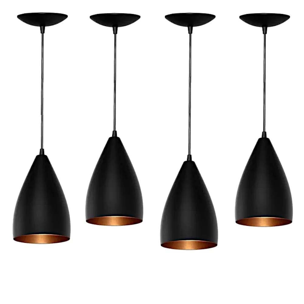 Luminaria Pendente Teto Vegas Lustre Preto Em Alumínio Bocal E27 110/220V  Branco/Vermelho