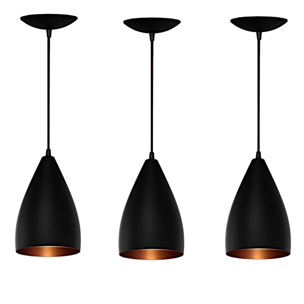 Luminaria Pendente Teto Vegas Lustre Preto Em Alumínio Bocal E27 110/220V  Branco/Vermelho