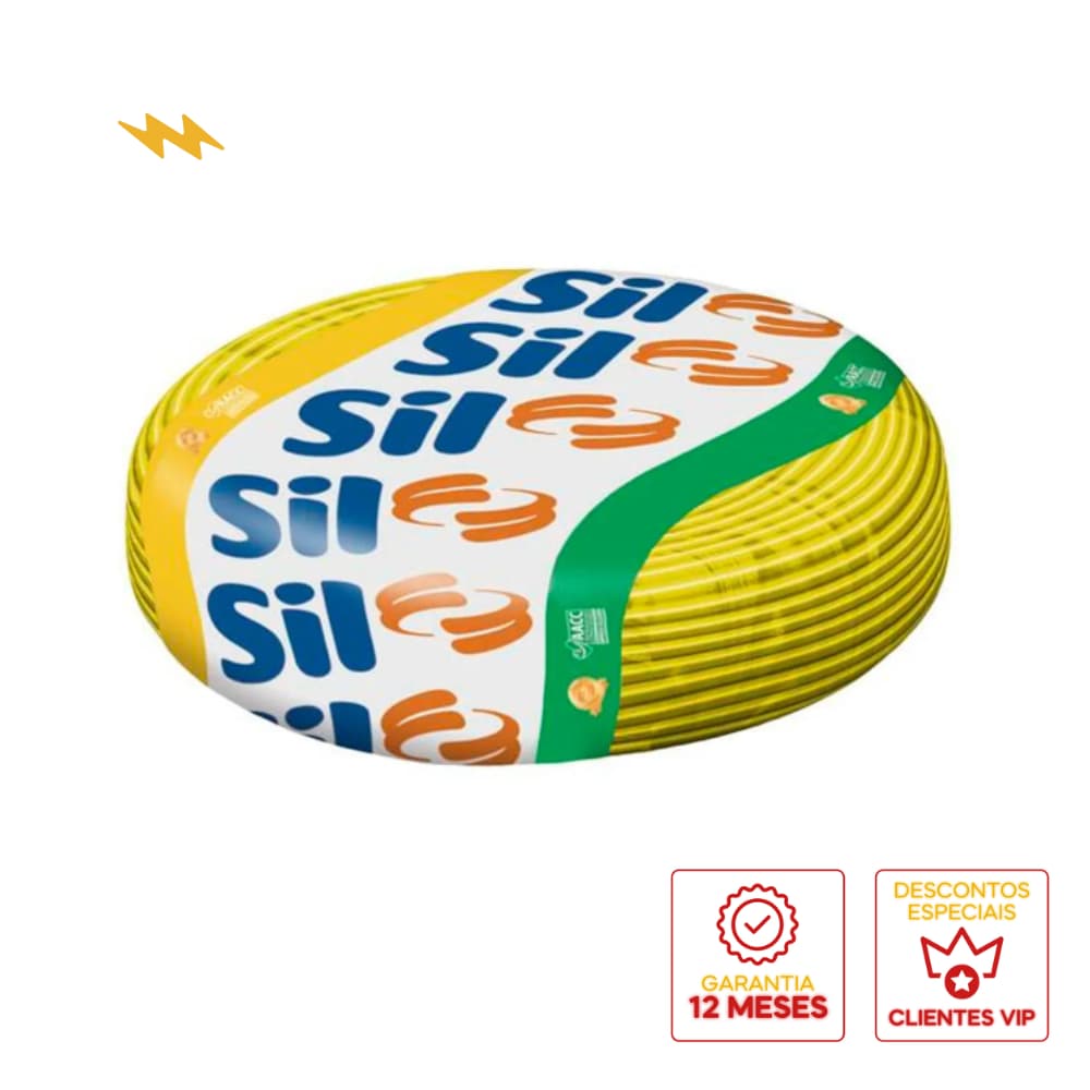 Cabo Flexível 4mm Norm. Inmetro Cor Amarelo 100 Metros Fio Elétrico Cabinho