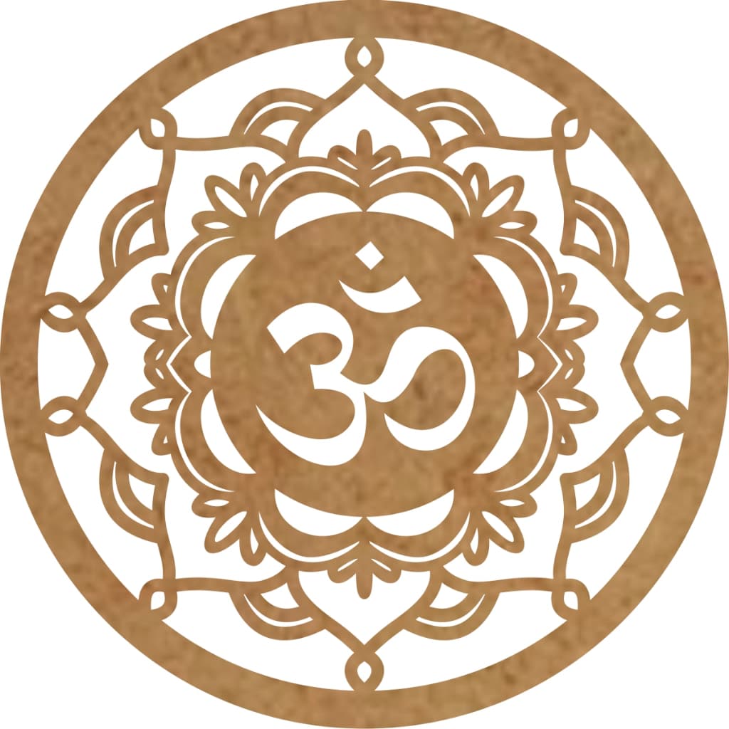 Mandala Decorativa Símbolo Om Mdf Cru 30x30 Cm