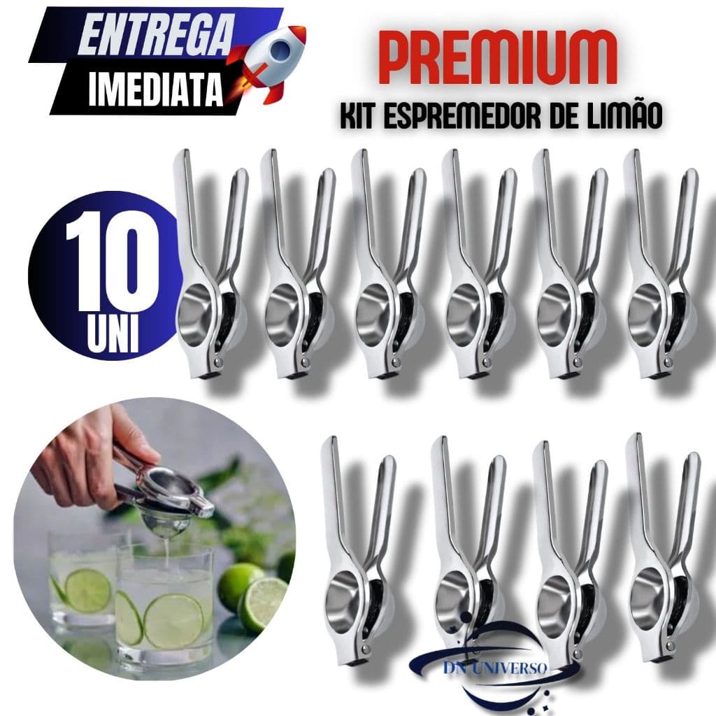 Kit 10 Espremedor de Limão Laranja Prático Espremer para Suco Sucos Limonada Aço Inox Resistente