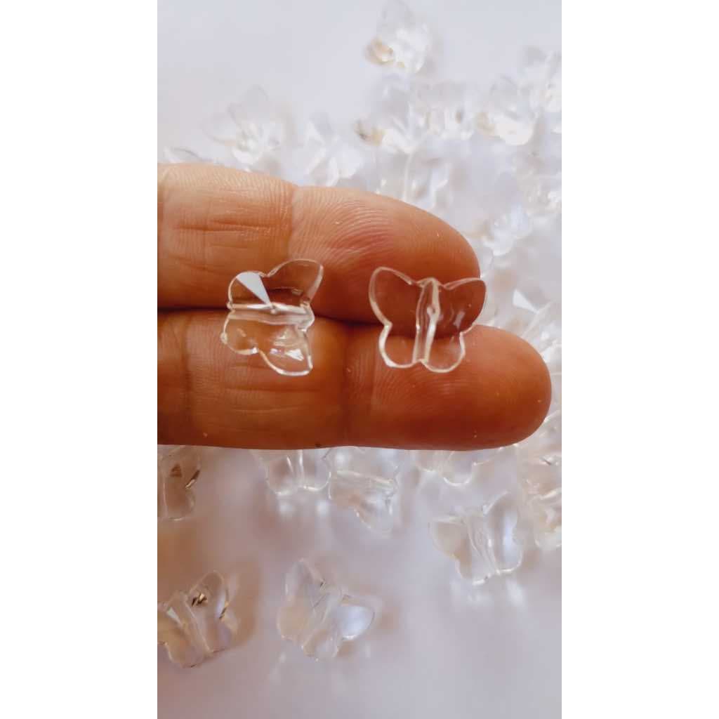 Miçanga Borboleta Transparente 14mmx12mm com Furo para Brinco Chaveiro Artesanato