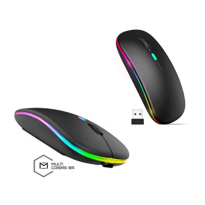 Mouse sem Fio com Recarregavel com LED RGB