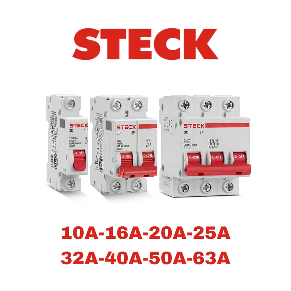 Disjuntor Steck Unipolar Bipolar Tripolar 10A a 63A  Curva C