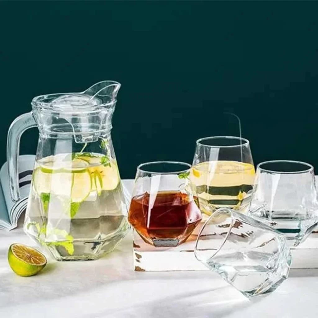 Kit Copos 260ml Jarra 1000ml Vidro Transparente Acrílico cozinha bebida casa