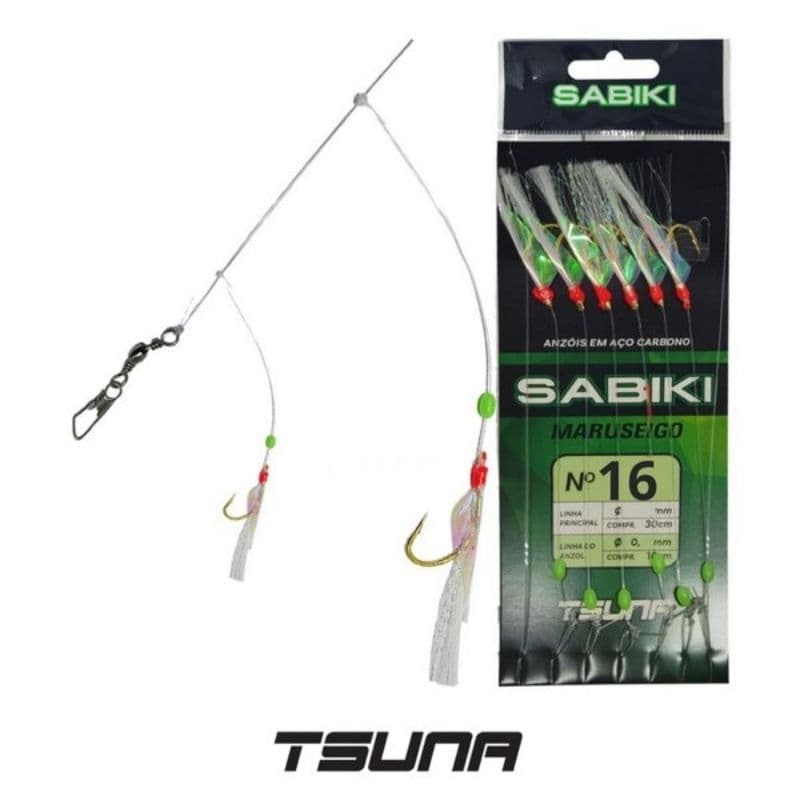 Sabiki Tsuna Anzol Maruseigo Gold Cartela C/ 6 anzóis - Isca Artificial