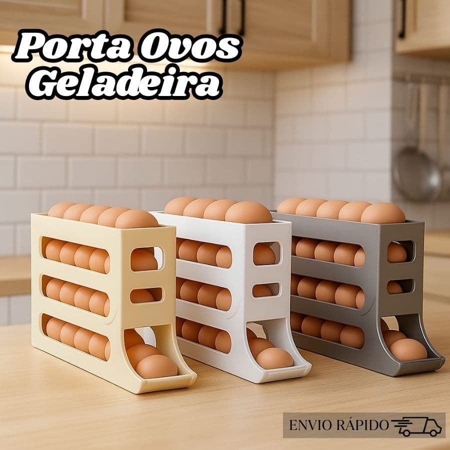 Porta Ovos Geladeira Plástico Rolante 4 Andares Organizador Compacto para 20 a 30 Ovos