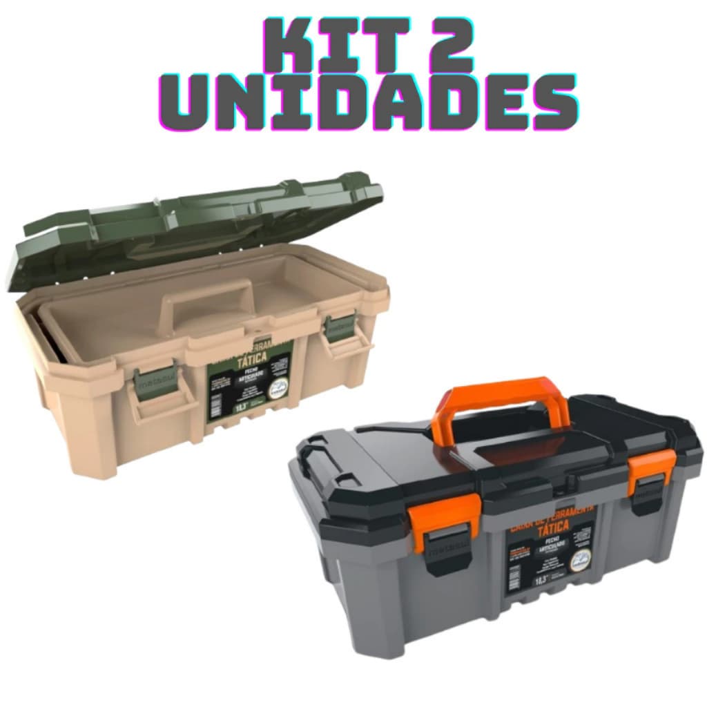 Kit 2 Caixas de Ferramentas Tática 18.3 Polegadas Reforçadas Metasul