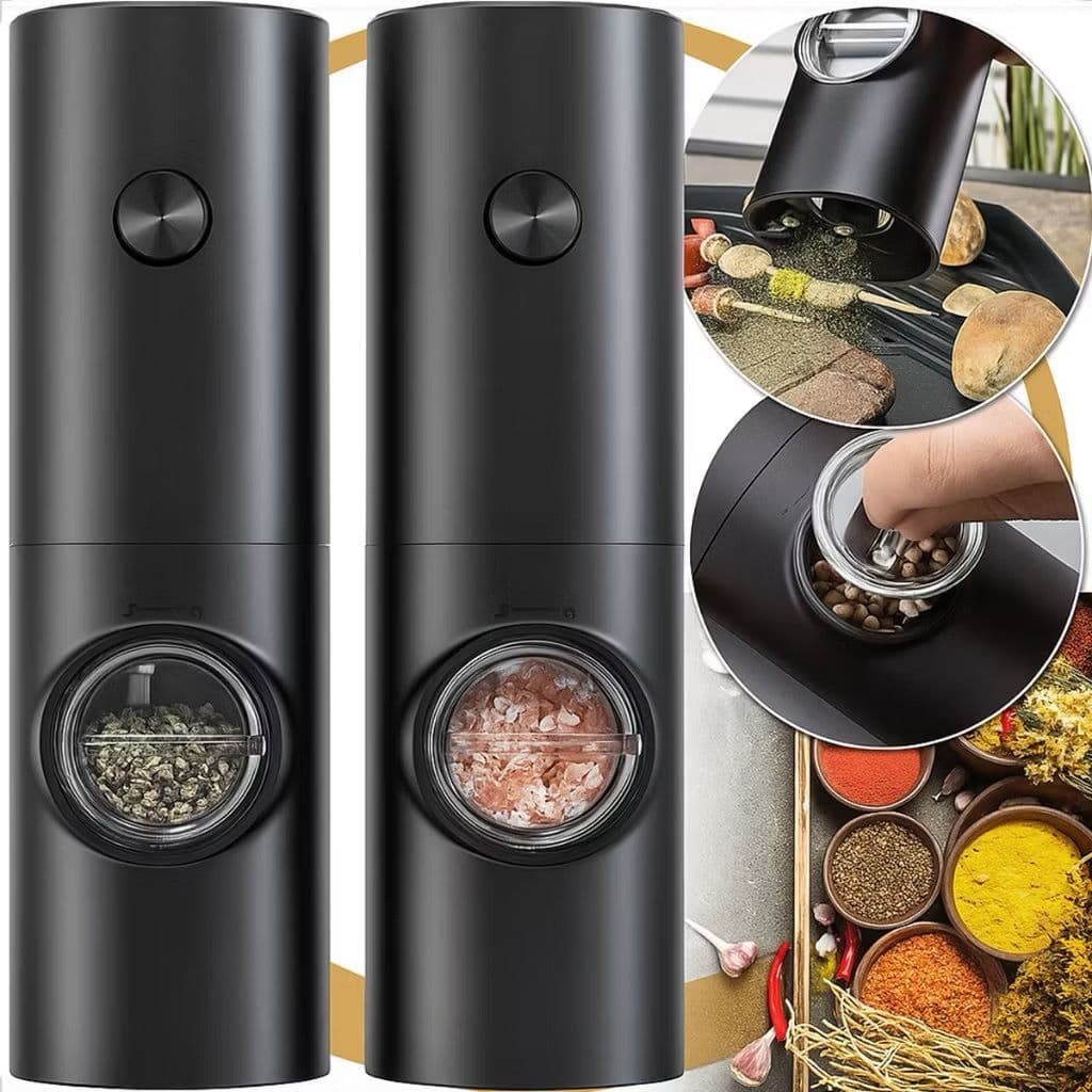 Moedor Elétrico De Sal Pimenta Temperos Condimentos Automático Com Ajuste de Moagem