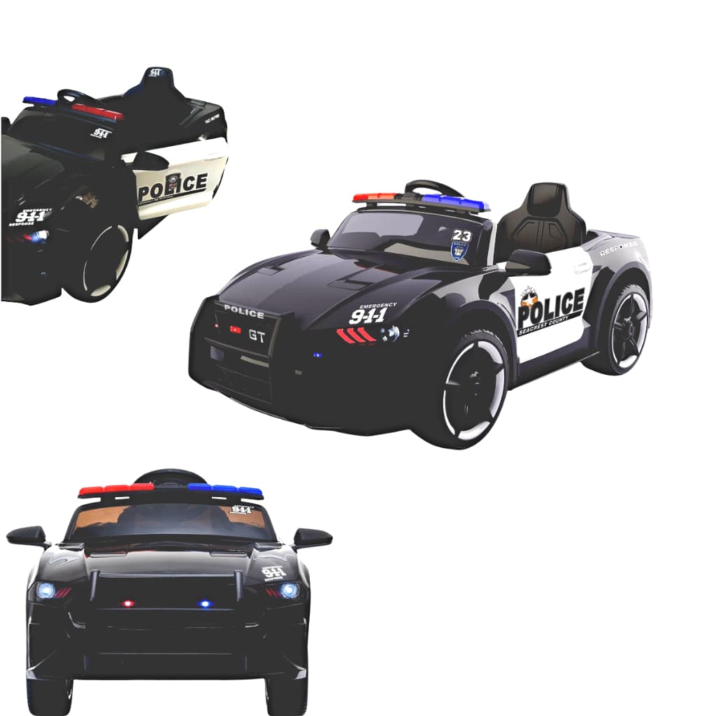 Mini Carro Elétrico Infantil Policial 12V com Controle, Sirene, Megafone, Luzes e USB – Importway