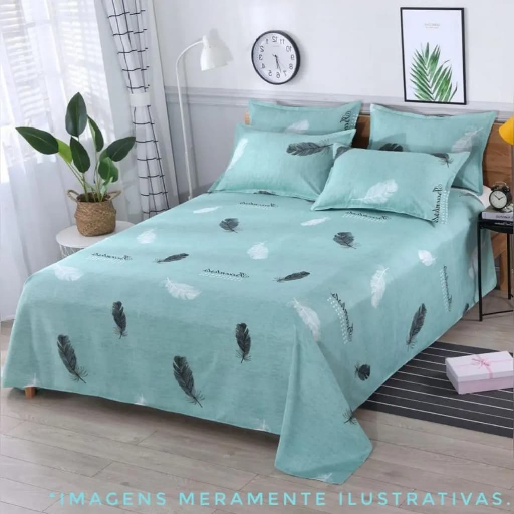 Jogo de Cama Box Percal 400 Fios 100% Algodão – Toque Premium, Envio Imediato – Estampas Aleatórias