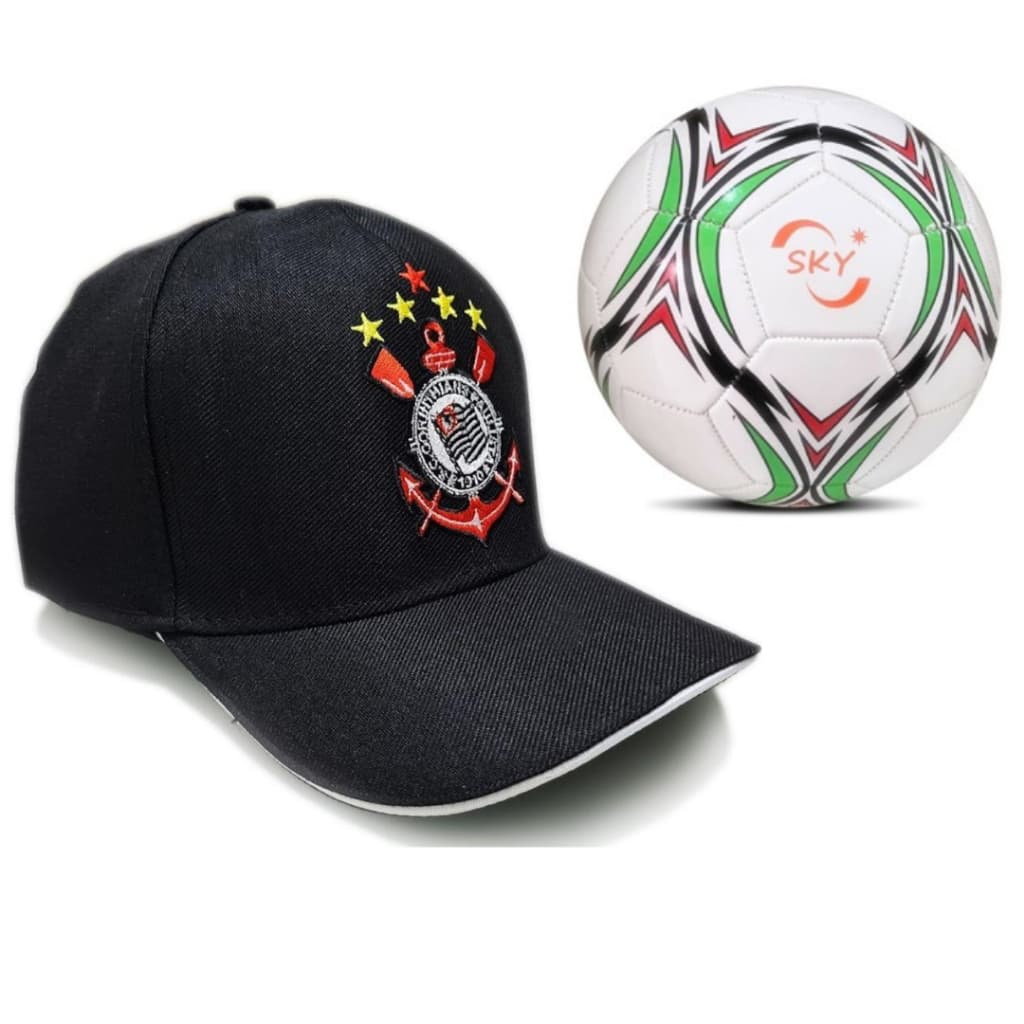 Boné Corinthians aba curva bordado kit