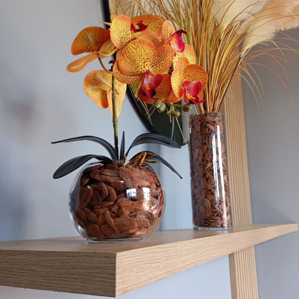 Arranjo de Orquídea Artificial em Silicone Realista  Vaso Aquário Reforçado 36 cm