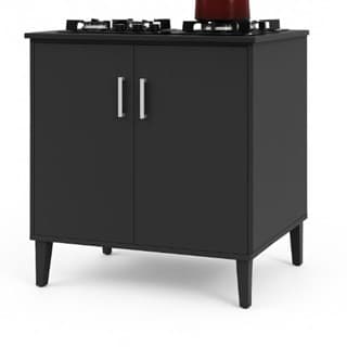 Balcão Cooktop 80cm Preto – Armário de Cozinha com 2 Portas