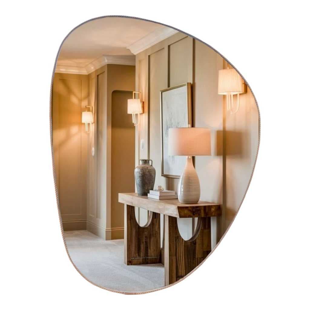 Espelho Orgânico C/ Moldura Corda Cobre - Decoração Rustica