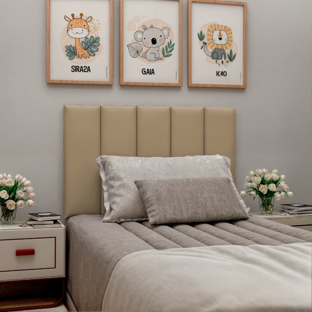 Kit 5 Cabeceira Estofada Completa Adesiva em Modulos 60x20 para Cama de Solteiro