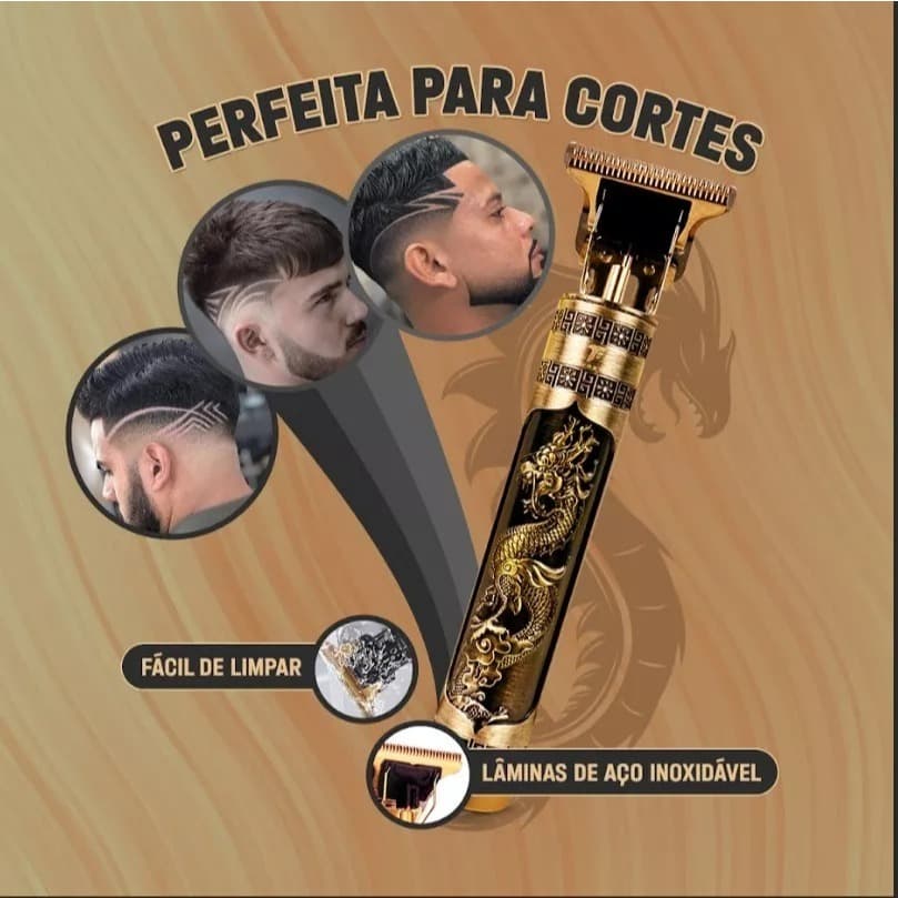 Maquininha Máquina de Cortar Cabelo Barbeador Resistente Detalhes com Precisão XLS Dragão