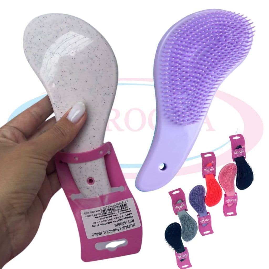 3 Escovas Funcional Marilu para todos os tipos de cabelos | Design moderno e Compacto | Evita o Frizz