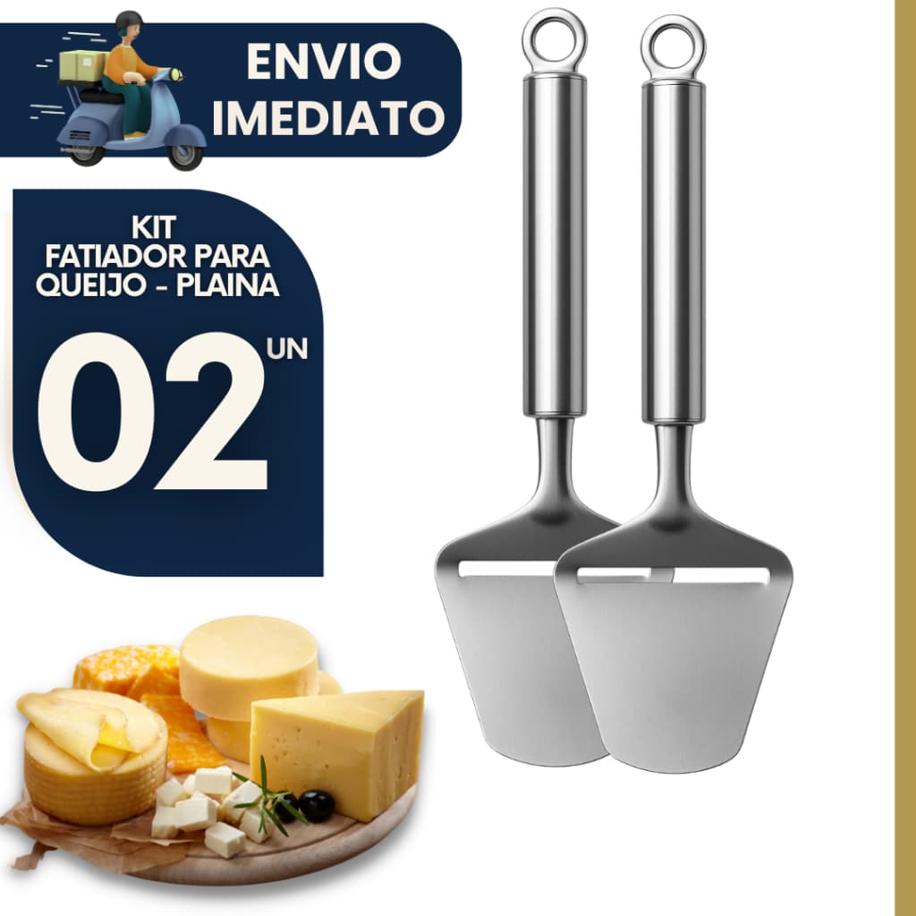 Kit 2 unidades Fatiador de Queijo Plaina Aço Inox ,cm Cabo Alça Cozinha Utensílio Profissional