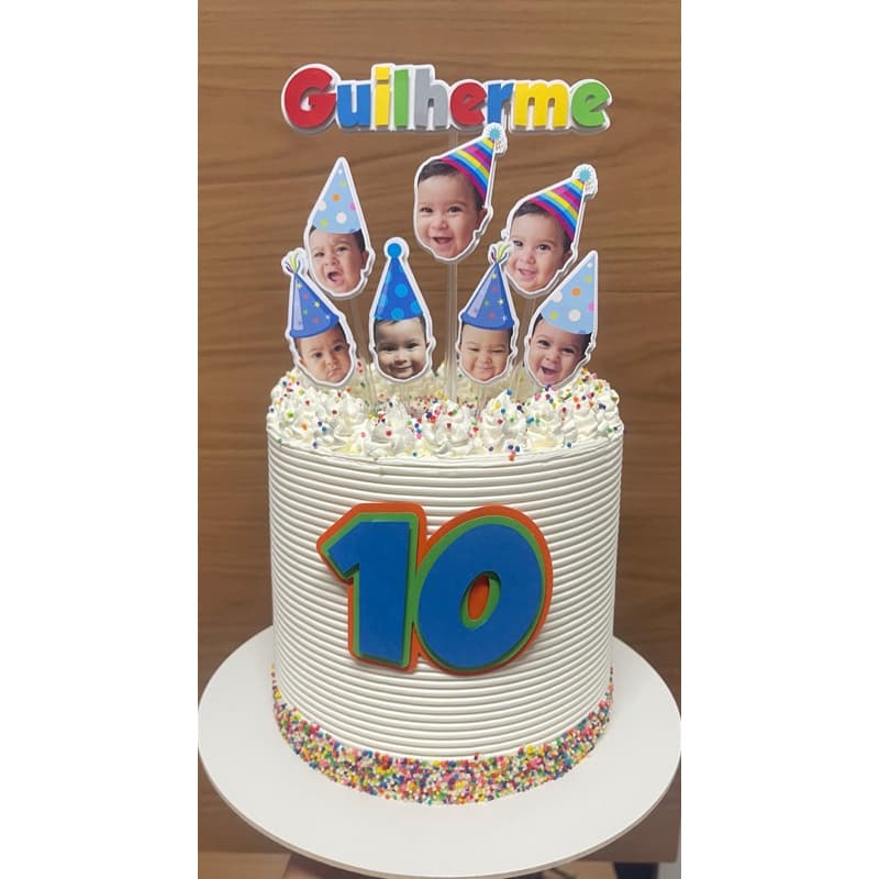 Topo de Bolo Personalizado com Foto – Festa Infantil, Aniversário, Colorido